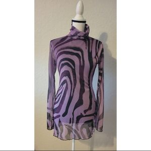 Purple Zebra Print Mesh Dress